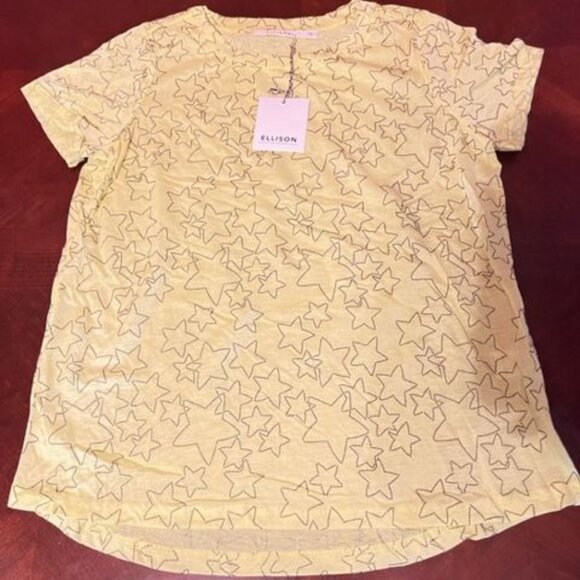 Ellison Womens Yellow Star Print Tee  Polyester/Rayon - Picture 2 of 7